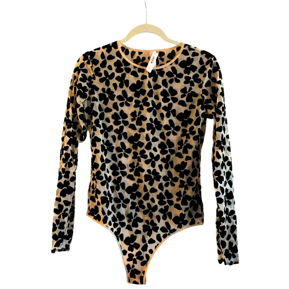 Victoria Secret Floral Sheer Velvet Bodysuit NWT - Picture 1 of 6